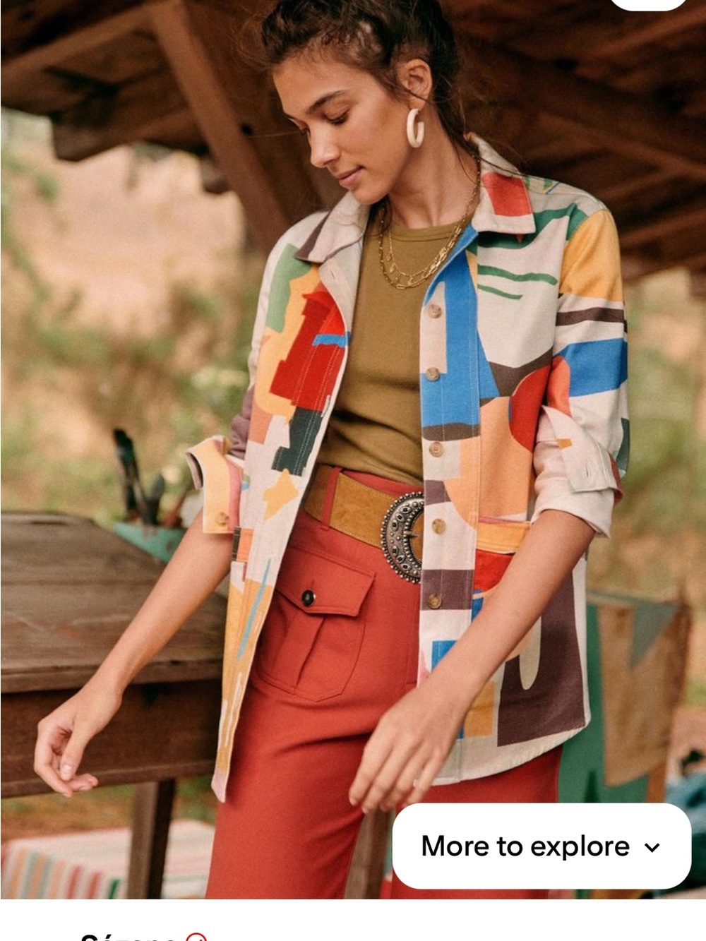RARE Limited Edition Sezane x G. Kero Multicolor Abstract Print Shirt Jacket